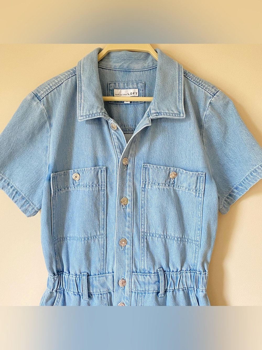 LOFT Light Wash Denim Utility Romper Size 6 Soft Lyocell Western Cowgirl - Picture 6 of 13